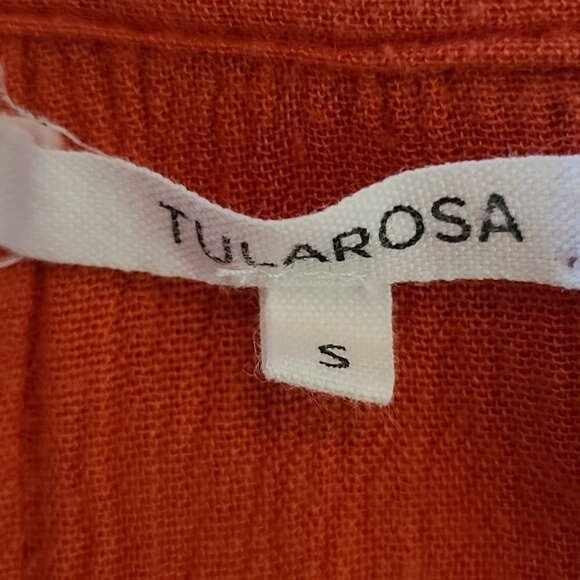 Tularosa Embroidered Rose Top Long Sleeve Persimmon Orange Size Small Bohemian - Picture 7 of 12